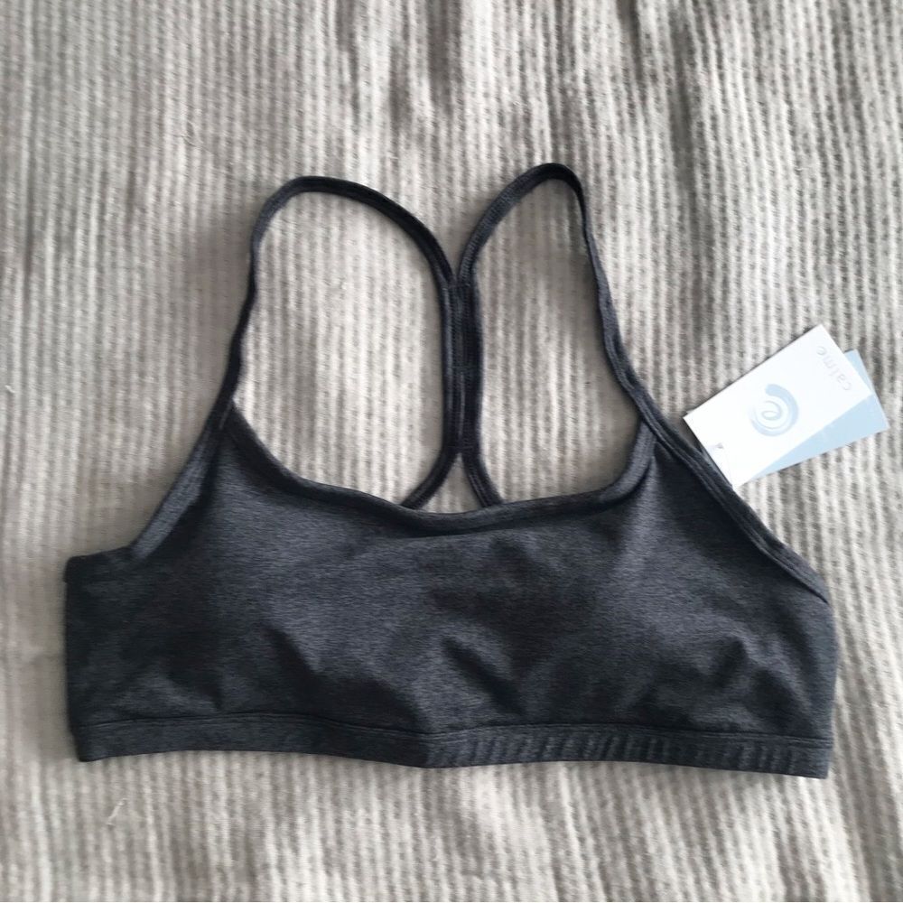 CALME Johnny Was Gray Sports Bra Bralette XL X-Large Minimalist Strappy Ease New